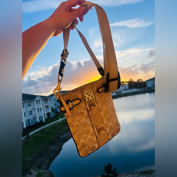 Coach Handbags - Coach Colette Signature Python Snakeskin Print Sateen Crossbody Bag
